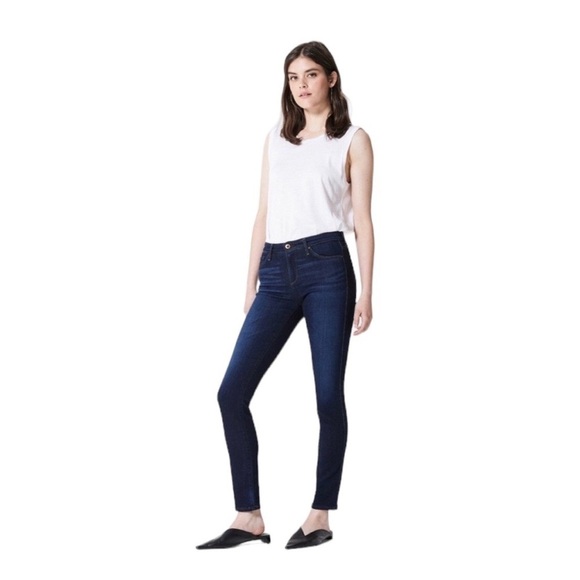 AG ADRIANO GOLDSCHMIED Prima Cigarette Leg Raw Hem Dark Jeans Size 27R - Picture 1 of 10